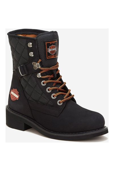 New Worker Women's Black Nubuck Biker Boots