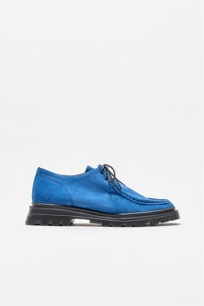 Blue Leather Women's Casual Shoes