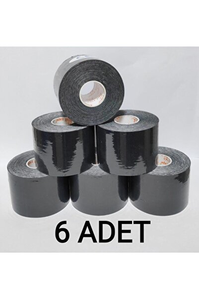 Bia Tape кинезиолошка лента 5 cm X 5 m - црна боја спортска лента за болка 6-пакување (6 парчиња во пакување)