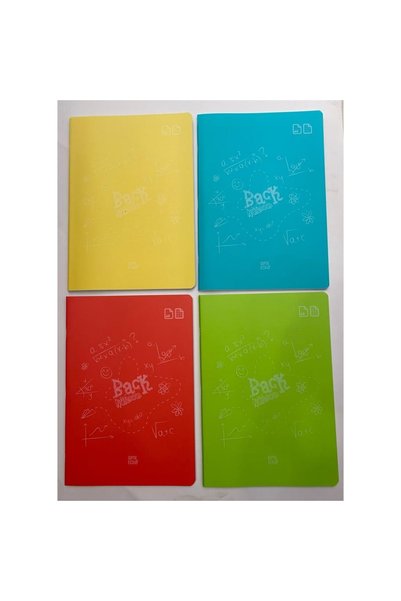 Back A4 Notebook Plastic Cover Wire Stitched 60 Sheets 2 Lined + 2 Checkered (4 Pieces)