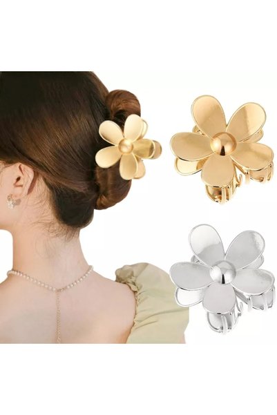Women's 2-Piece Gold, Silver Daisy Buckle Set