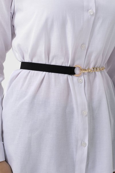 Thin Elastic Women's Belt with Chain, Coat Belt, Shirt Belt, Dress Belt