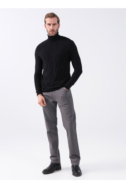 Normal Waist Pipe Leg Comfort Fit Anthracite Men's Trousers 4A0123100062