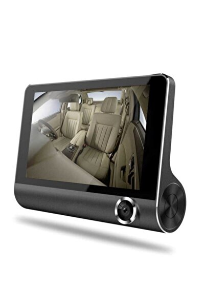 Црна камера за во автомобил со 3 леќи, DVR Dash Cam, видео рекордер за возило SD High Definition (HD) една големина