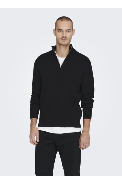 Onsphil Reg 12 Struc Half Zip Knit Noos 22023210 Black