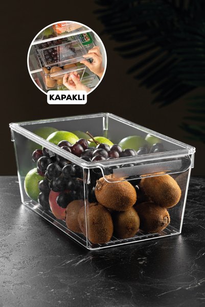 Lidded Refrigerator Organizer Fridge Organizer 14 X 32.5 X 20 cm