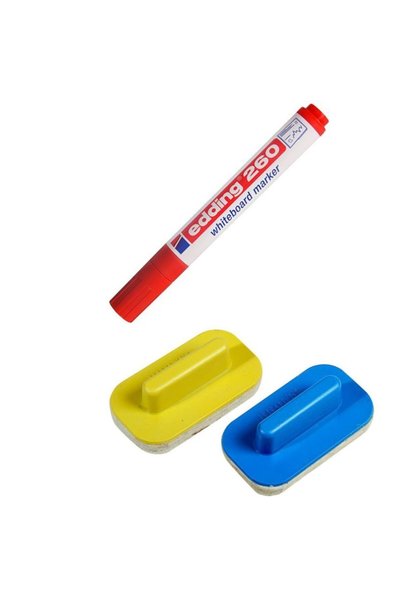Whiteboard Pen E-260 Red and Board Eraser