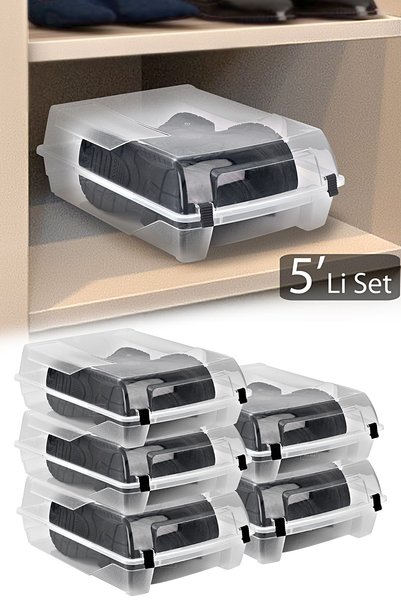 5 Pieces Boot Shoe Box - Transparent Shoe Storage Box Organizer Travel Box