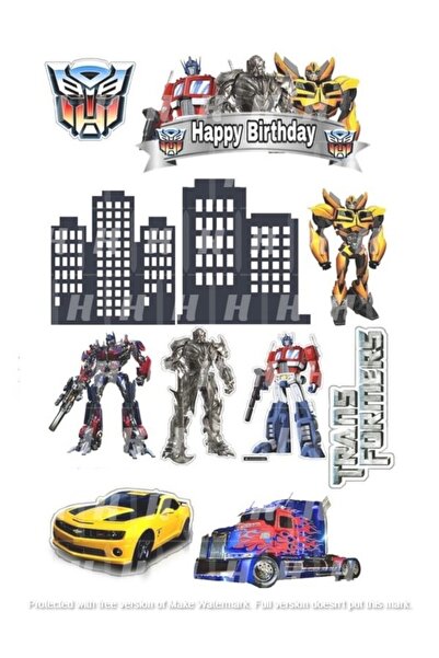 Transformers јадлив принт за храна, јадлив украс за торта, шеќерна хартија за колачи