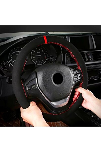 Навлака за волан за Honda Civic Fc5 со црвен прстен, нубук (ALCANTARA) со шиење