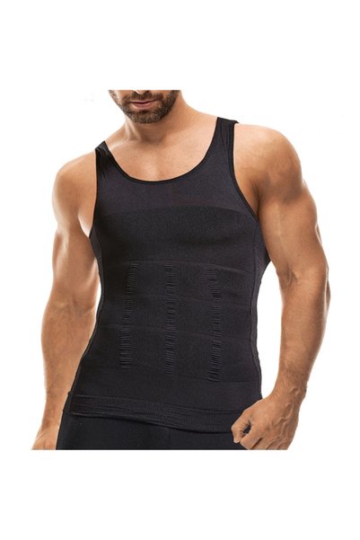 Torenova Men's Corset Undershirt Tighten Your Belly Sagging Provides Fit Image Black Color