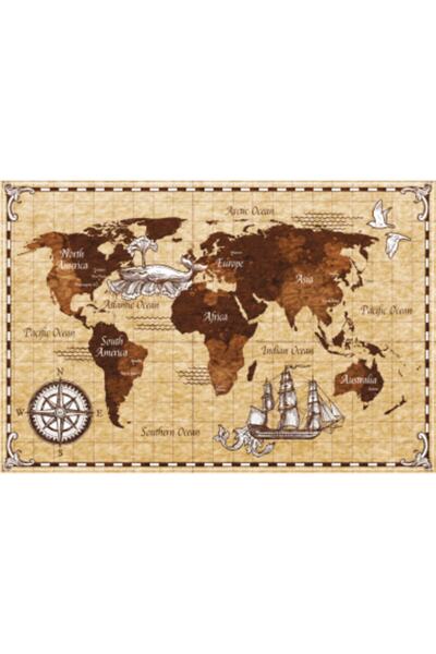 Античка мапа на светот ретро винтиџ дрвен постер 20 cm X 30 cm