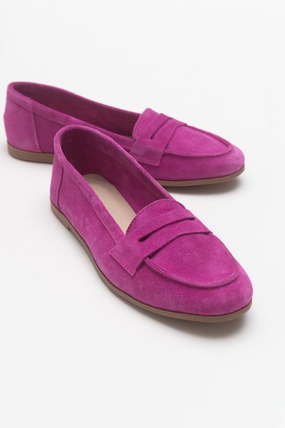 F02 Fuchsia Suede Genuine Leather Women's Loafers
