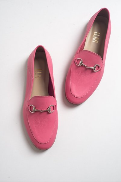 F03 Pink Skin Genuine Leather Ballerinas