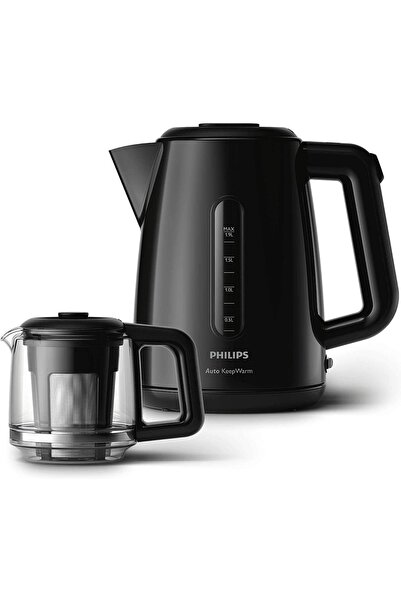 1700W, 1900ml, стаклен чајник, црн апарат за чај