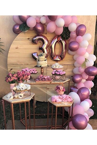 Сет балони за 30-ти роденден, фолија балон за 30 години и 100 балони со ланец за балони