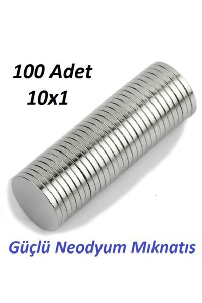 100 парчиња дијаметар 10mm X дебелина 1mm тркалезен силен неодимиумски магнет