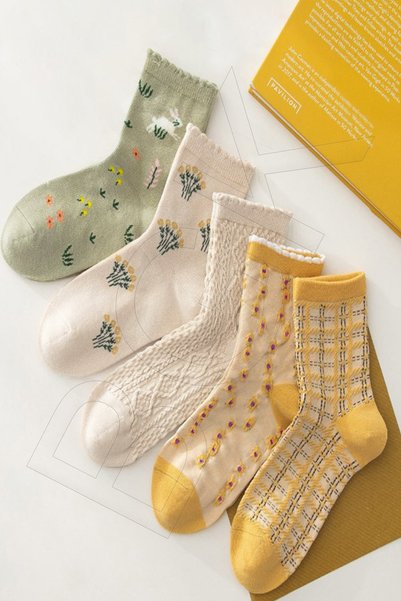 5 Pack Patterned Women's Socks