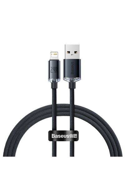 Crystal Shine серија супер брз кабел за податоци USB до iP 2.4A 1.2m црн