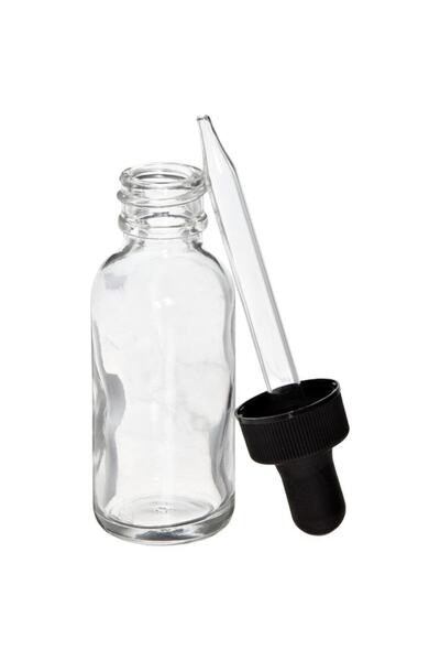 Бело проѕирно стаклено шише со стаклена капалка 30 ml