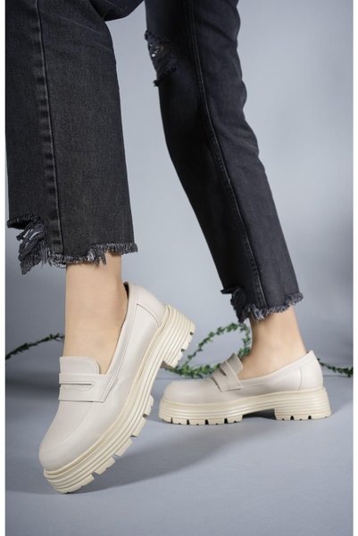 Women's Daily Loafer Shoes0012920 Beige Skin