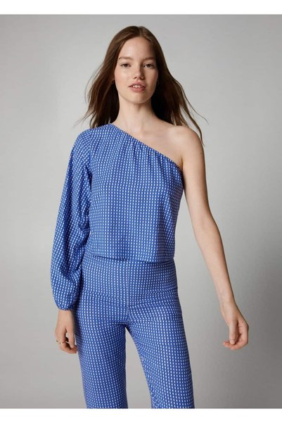 Patterned Asymmetrical Blouse