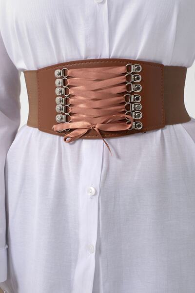 Ribbon Braided Elastic Women's Belt, Jacket Belt, Shirt Belt, Dress Belt