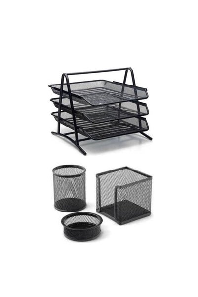 Document Tray Metal Mesh 3-Piece Pencil Holder Set Fx Document Tray 3-piece pencil holder 3-piece set2