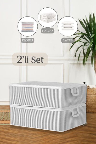 2-Piece Sofa Bed Base Type Pillow and Clothes Storage Bag - under Bed Organizer Bag 50 X 30 X 20 cm