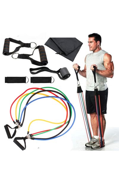 Resistance Rubber Set Adjustable Hardness with Bag 5 Pieces