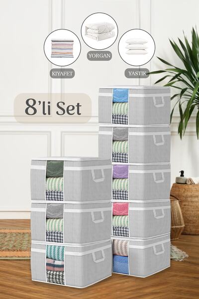 8-Piece Maxi Windowed Base Storage Bag - Sofa Bed Base Type Pillow Clothing Storage Bag 45 X 40 X 30 Cm