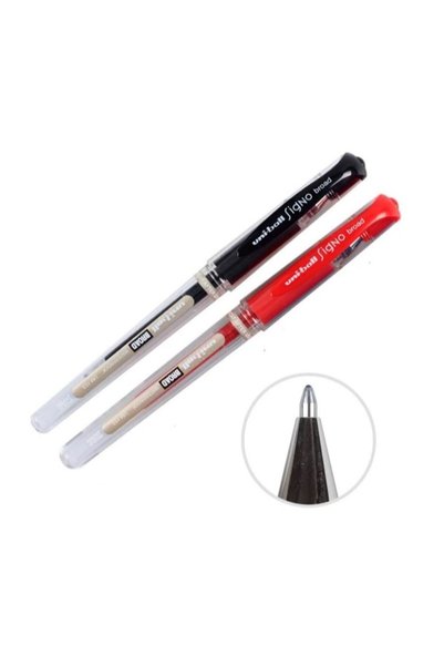 Black Red Signature Pen Um-153 Signo Broad Roller Pen 1.0 mm 2 Pcs