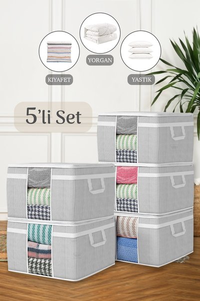 5-Piece Maxi Windowed Base Storage Bag - Sofa Bed Base Type Pillow Clothing Storage Bag 45 X 40 X 30 Cm