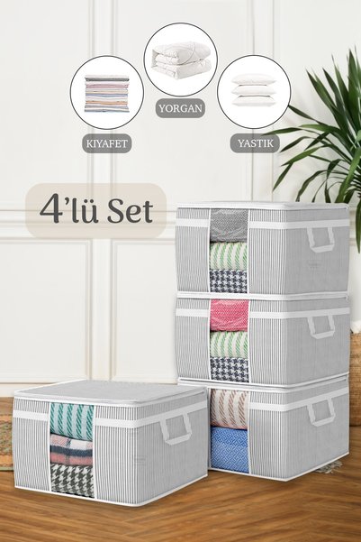 4-Piece Maxi Windowed Base Storage Bag - Sofa Bed Base Type Pillow Clothing Storage Bag 45 X 40 X 30 Cm