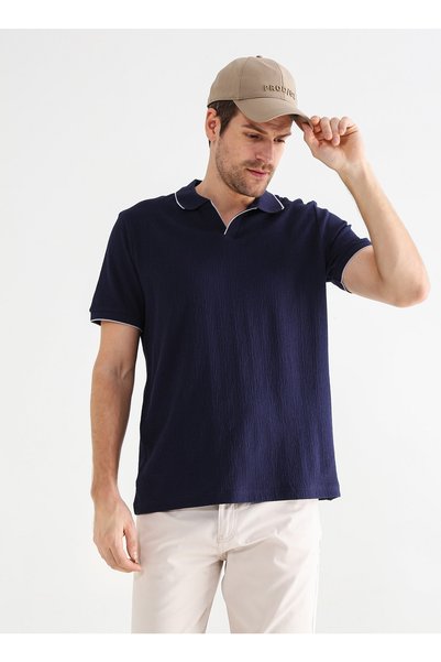 Navy Blue Men's Polo Neck Regular Fit Polo T-Shirt cm Serius