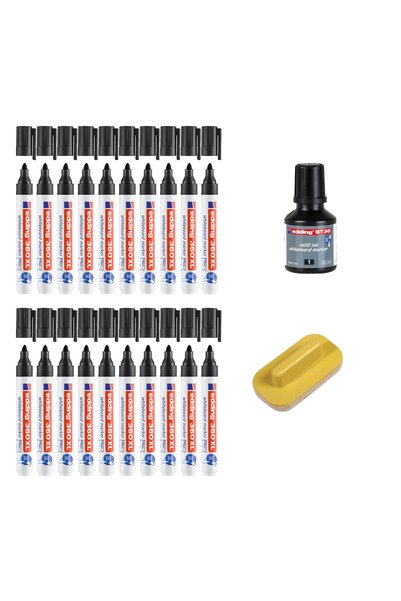 360 XL Whiteboard Pen Set of 2 Ink + Board Eraser Tkm