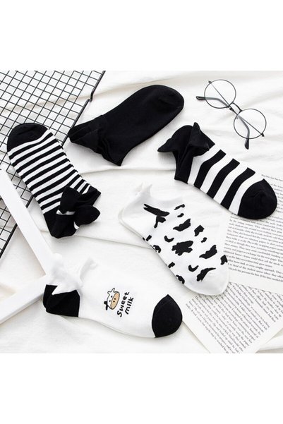 Pack of 5 Cow Pattern Booties Socks