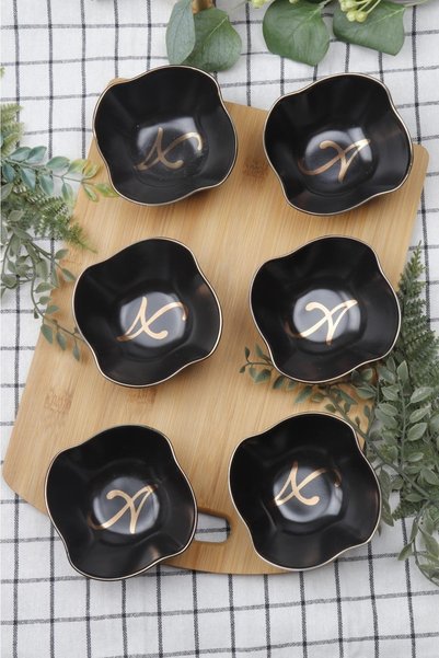 Set of 6 Porcelain Black Bowls