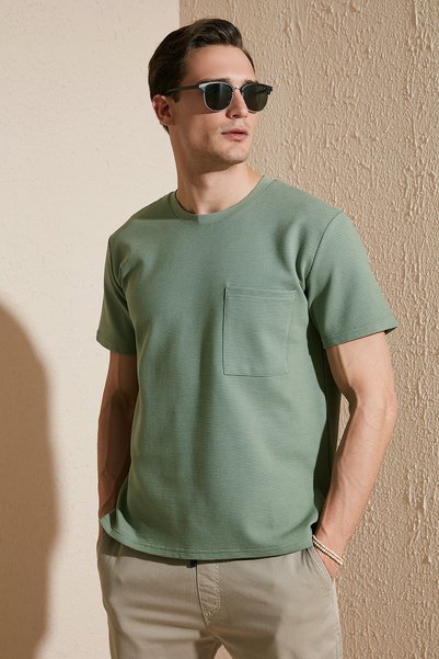 Crew Neck Single Pocket Cotton Oversize T Shirt Men's T Shirt 5902305