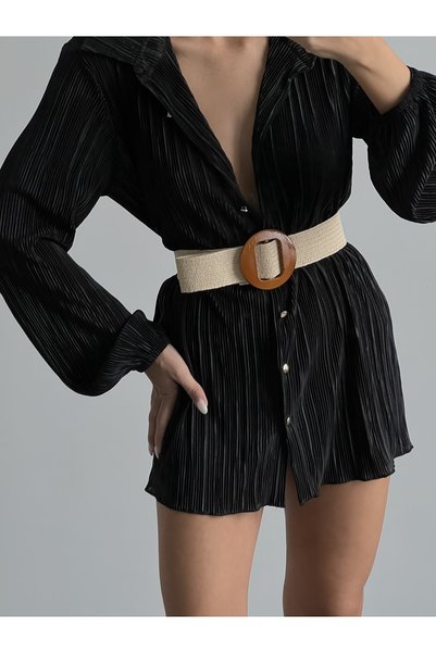Straw Elastic Women's Belt with Ring Buckle, Jacket Belt, Shirt Belt, Dress Belt