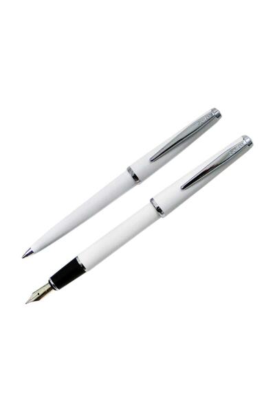 Vintage 33 Fountain Pen and Ballpoint Pen Set of Two White