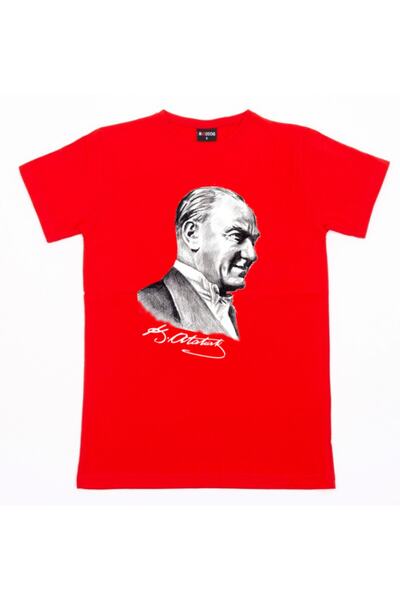 Маица со портрет на Ататурк / потпишана на грб (Relax Fit) / 9xl / 8xl / 7xl / 6xl / 5xl / 4xl / 3xl