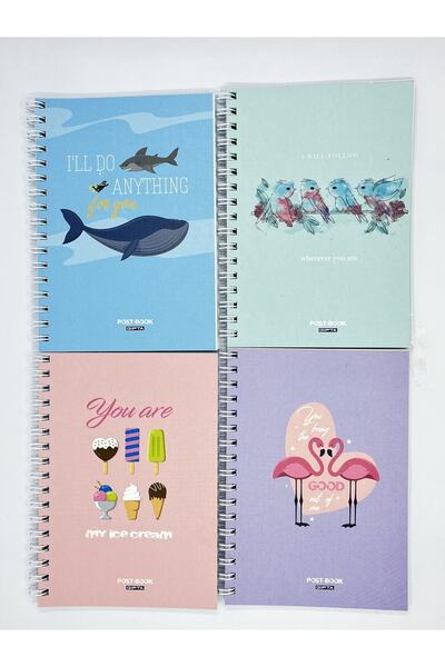 Post-book A6 Cardboard Cover Spiral Notebook, 7 Different Patterns 1 Piece