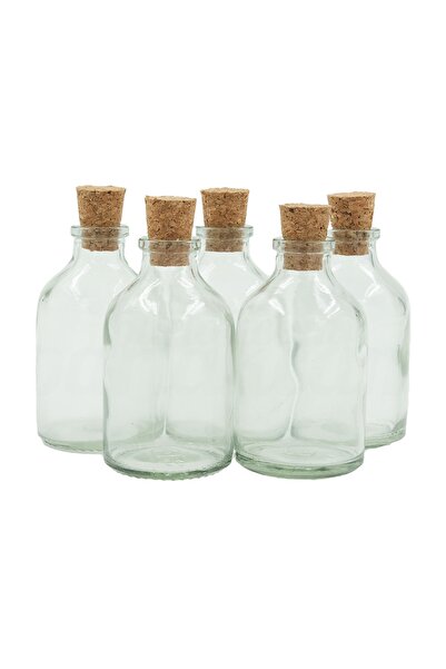 100ml Материјал за декорација на бонбони за бебиња и свадби стаклено шише со плута шише со капак од плута (5 ПАРЧИЊА)