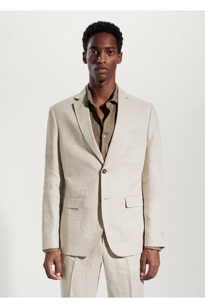 100% Linen Slim Fit Fabric Blazer Jacket
