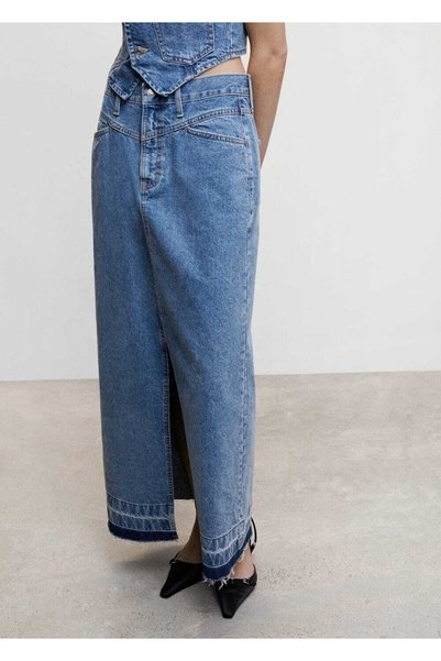 Long denim skirt