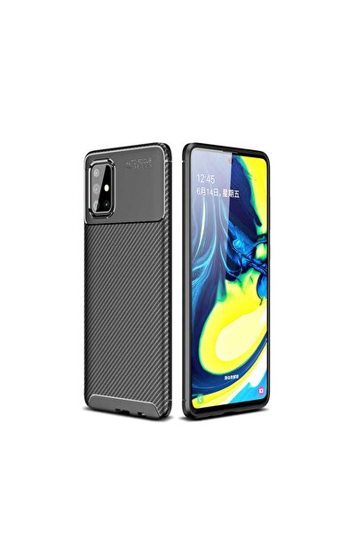 Samsung Galaxy A71 футрола со карбон дизајн одлично сечење Negro капак
