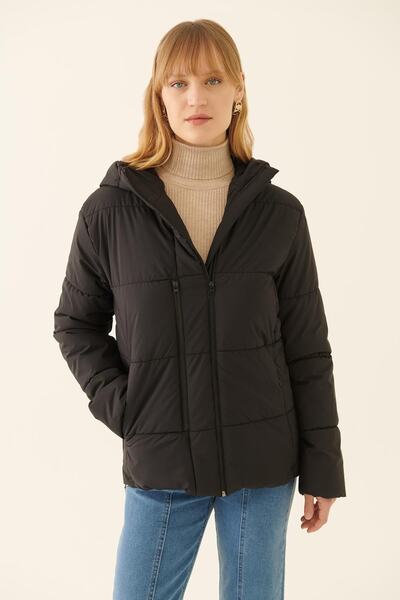 Clairs Regular Fit Stand Collar Short Length Black Color Women's Coat