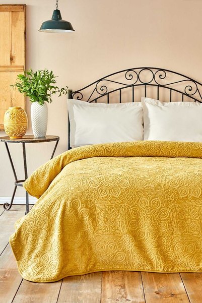 Scala Mustard Double Embosy Blanket