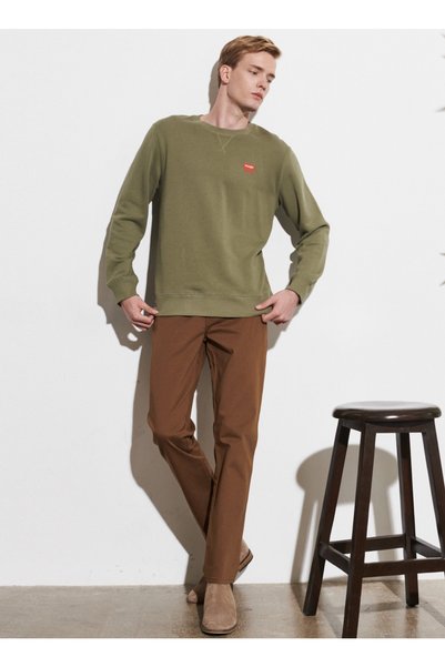Dark Green Men's T-Shirt W661Hax1X Crew Neck Sweatshirt